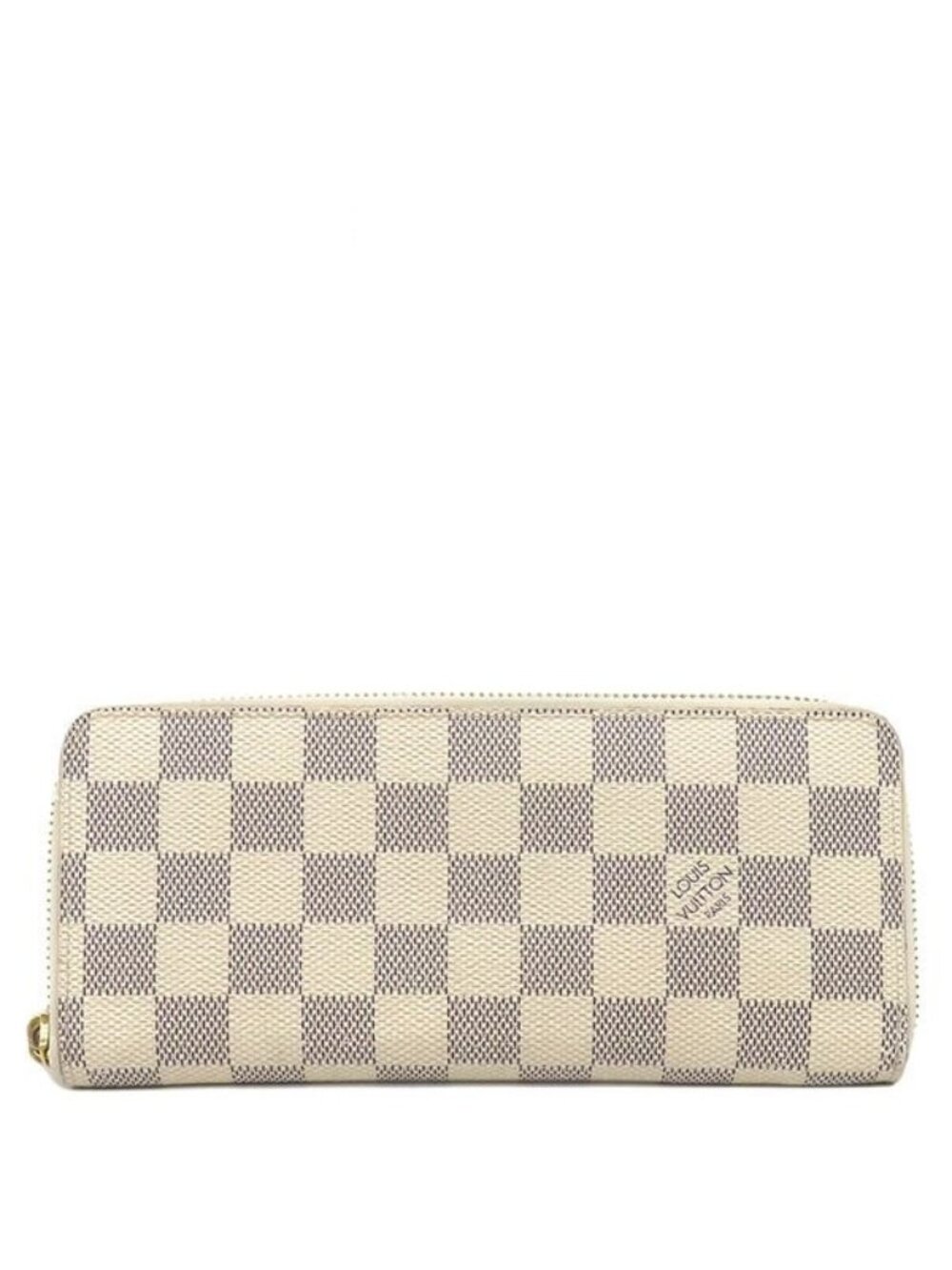 Louis Vuitton Wallet Portefeuille Clemence Damier Azur Canvas Gold Pink Round